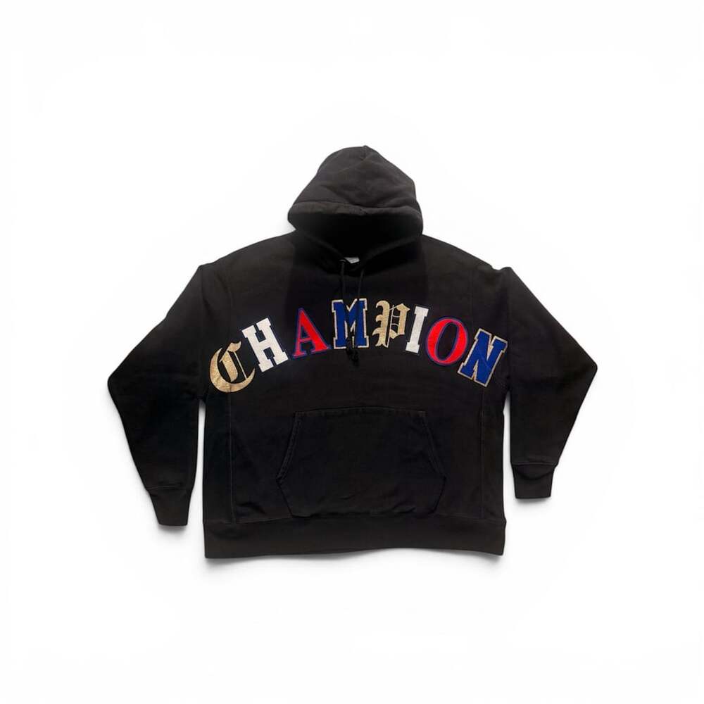 Champion Reverse Weave Pullover Hoodie with Old English Spellout Graphic